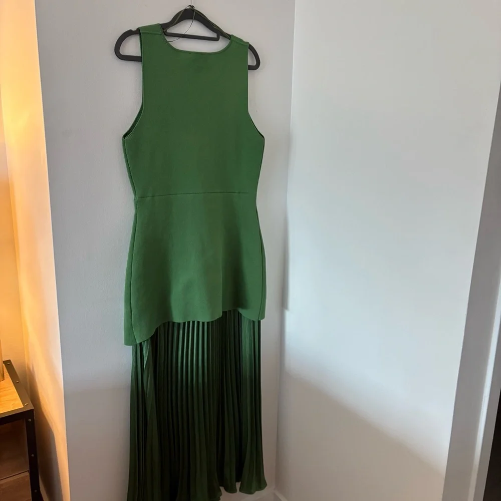 Zara Green Sleeveless Pleated Knit Combination Dress Size L NWT Bloggers’ Fav! - Picture 4 of 16